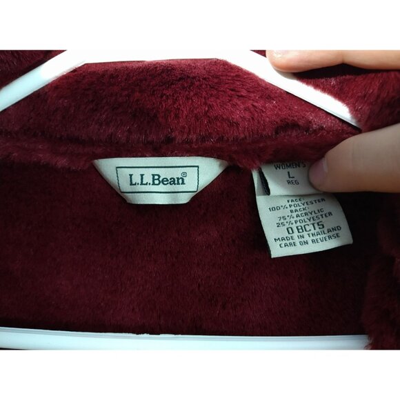 LL Bean Coat Womens Large Red Penny Lane Faux Fur Suede Embroidered Lined - Picture 5 of 5